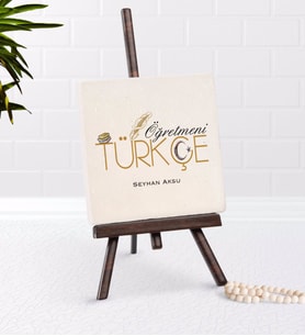 BK Gift Kişiye Özel Türkçe Öğretmeni Şovaleli Doğal Taş (Beyaz)