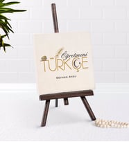 BK Gift Kişiye Özel Türkçe Öğretmeni Şovaleli Doğal Taş (Beyaz)