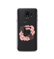Pembe Çiçekli Harf Tasarım Süper Şeffaf Silikon Telefon Kılıfı Samsung J4 (2018)