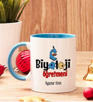 Biyoloji Öğretmenine Hediye İçi Ve Kulpu Renkli Kupa Bardak