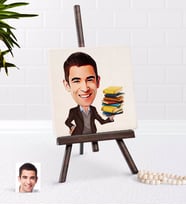 BK Gift Kişiye Özel Erkek Öğretmen Karikatürlü Şovaleli Doğal Taş-8 (Beyaz)