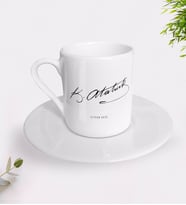 BK Gift Kişiye Özel Atatürk Temalı Türk Kahvesi Fincanı-29 (Beyaz)