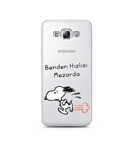 Snoopy Tasarımlı Süper Şeffaf Silikon Telefon Kılıfı Samsung E7