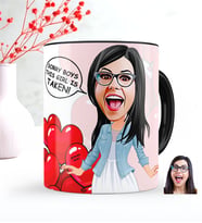 BK Gift Kişiye Özel Bayan Sevgili Karikatürlü Siyah Kupa Bardak - 2