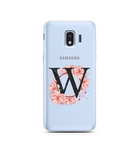 Pembe Çiçekli Harf Tasarım Süper Şeffaf Silikon Telefon Kılıfı Samsung J2 Pro (2