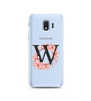 Pembe Çiçekli Harf Tasarım Süper Şeffaf Silikon Telefon Kılıfı Samsung J2 Pro (2