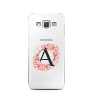 Pembe Çiçekli Harf Tasarım Süper Şeffaf Silikon Telefon Kılıfı Samsung A3 (2015)