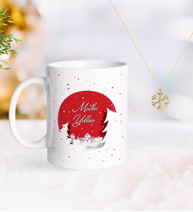 BK Gift Kişiye Özel Yılbaşı Mutlu Yıllar Kupa ve Kar Tanesi Kolye-1 (Model 1)