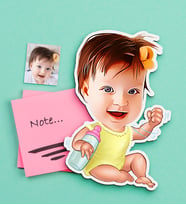 BK Gift Kişiye Özel Bebek Karikatürlü Ahşap Magnet-1 (Çok Renkli)