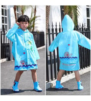 Hayvan Figürlü Kapüşonlu Çocuk Yağmurluk - Çocuk Yağmurluğu - Unisex Yağmurluk (Mavi)