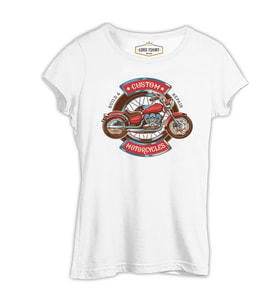 Model Motosiklet  Beyaz Kadın Tshirt