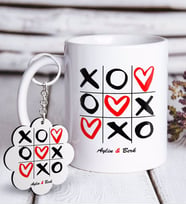 BK Gift Kişiye Özel Sevgililer Günü Beyaz Kupa ve Anahtarlık Hediye Seti-65 (Model 1)