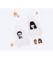 BK Gift Kişiye Özel İkili Erkek ve Kadın Silüet Beyaz Mutfak Önlüğü Seti-1