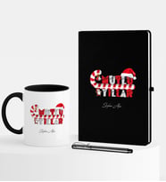 BK Gift Kişiye Özel Yılbaşı Mutlu Yıllar Temalı Siyah Defter Kalem Kupa Seti - 2