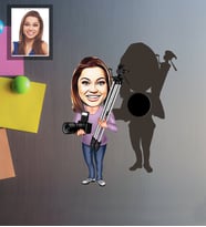 Kişiye Özel Fotoğrafçı Karikatürlü Ahşap Magnet Bayan-3
