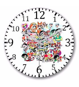 Powerpuff  Girls  Duvar Saati Bombeli Gercek Cam