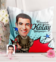 BK Gift Kişiye Özel Asker Karikatürlü  Yastık  2