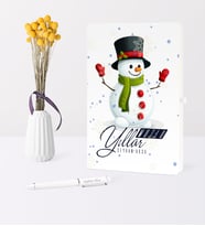 BK Gift Kişiye Özel Yılbaşı Mutlu Yıllar Temalı Beyaz Defter Kalem Seti - 16