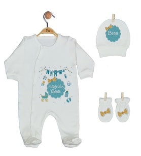 Pia Baby Gl 1905-01 İsme Özel Üçlü Tulum Set
