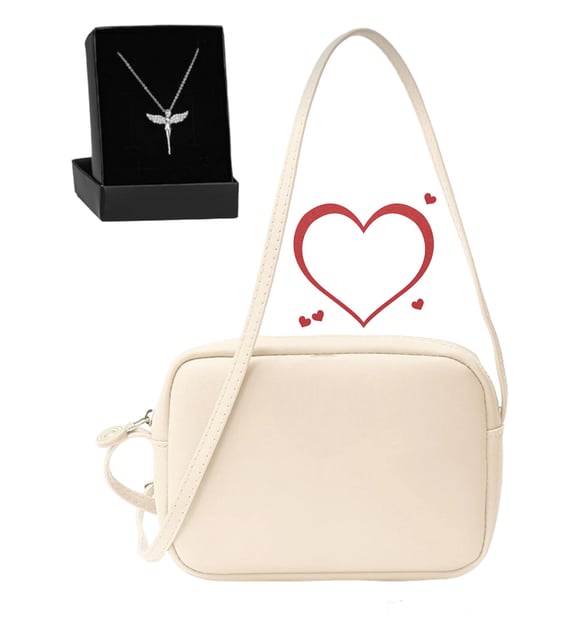 Givenza Melek Kolye Hediyeli Mini Urban Çapraz Askılı Çanta (Krem)