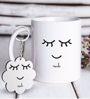 BK Gift Kişiye Özel Sevgililer Günü Beyaz Kupa ve Anahtarlık Hediye Seti-102 (Model 1)