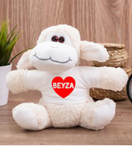 İsim Yazılı Kırmızı Kalpli Peluş Koyun