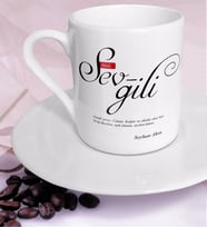 BK Gift Kişiye Özel Mânâ Sevgili Türk Kahvesi Fincanı (Beyaz)