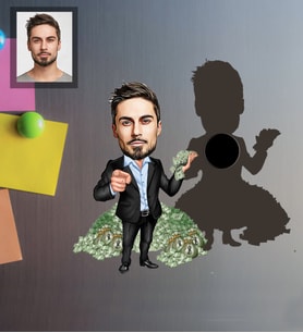 Kişiye Özel Patron Karikatürlü Ahşap Magnet Bay-21