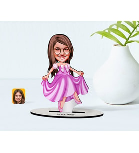 BK Gift Kişiye Özel Kız Çocuk Prenses Karikatürlü Ahşap Biblo Model-1 (Beyaz)