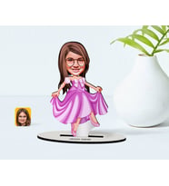 BK Gift Kişiye Özel Kız Çocuk Prenses Karikatürlü Ahşap Biblo Model-1 (Beyaz)