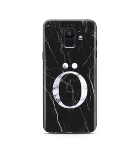 Samsung A6 (2018) Siyah Mermer Harf Tasarımlı Telefon Kılıfı Ö-Harfi 