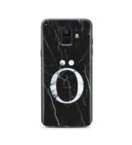 Samsung A6 (2018) Siyah Mermer Harf Tasarımlı Telefon Kılıfı Ö-Harfi 