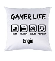 Biresimden Gamer Life Oyuncuya Hediye İsimli Kişiye Özel Yastık