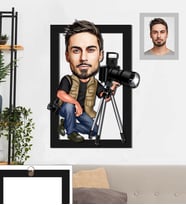 Kişiye Özel Fotoğrafçı Karikatürlü 3D Ahşap Tablo 30x47 Bay-3