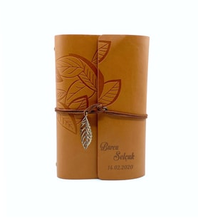 Kişiye Özel Baskılı Deri Defter Kahverengi