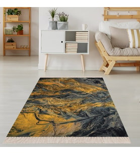 Batik Renk Geçişli Mermer Desen Dijital Baskı Yıkanabilir Kaymaz Taban Salon Halısı ve Yolluk (Karışık)