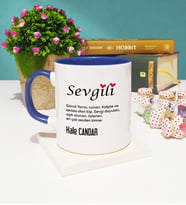 Sevgililer Günü Hediyesi Sevgili Tasarımlı Kişiye Özel Sevgililer Günü Hediyesi Kupa Bardak Lacivert