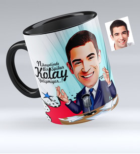 BK Gift Kişiye Özel Bay Spiker Karikatürlü Siyah Kupa Bardak  1