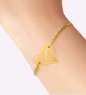 BK Gift Kişiye Özel İsimli Gold Kalp Bileklik (Altın)