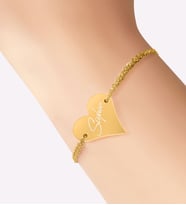 BK Gift Kişiye Özel İsimli Gold Kalp Bileklik (Altın)