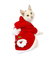 Santa Neo Kapşonlu Polar Noel Yılbaşı Kedi Kıyafeti (Kırmızı)