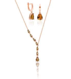 Kolye ve Küpe Rose Gümüş  Zultanit Taşlı Bayan Takısı SET-403
