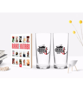 BK Gift Kişiye Özel Renkli Baskılı Kaptan Tasarımlı İkili Rakı Bardağı ve Rakı Cep Kitabı Hediye Seti-2 (Model 1)