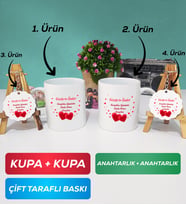 İkili Sevgiliye Sevgililer Günü Hediyesi 6 Kupa Bardak Anahtarlık