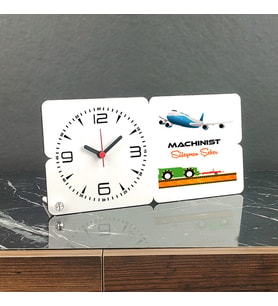 Machinist Ahşap Masa Saati
