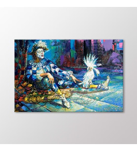 Arty Tablo Palyaço ve Papağan Tablo (Karışık)