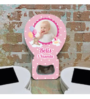 Balon Açacaklı Hediyelik Magnet - Kız Bebek Doğum Günü, Resimli Magnet