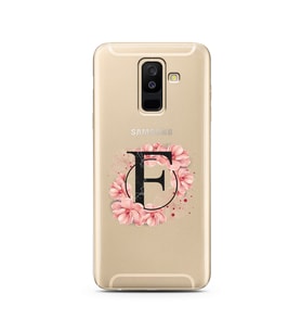 Pembe Çiçekli Harf Tasarım Süper Şeffaf Silikon Telefon Kılıfı Samsung A6 Plus F