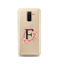 Pembe Çiçekli Harf Tasarım Süper Şeffaf Silikon Telefon Kılıfı Samsung A6 Plus F