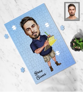 Kişiye Özel İş Adamı Karikatürlü A3 130 Parça Puzzle Bay-17
